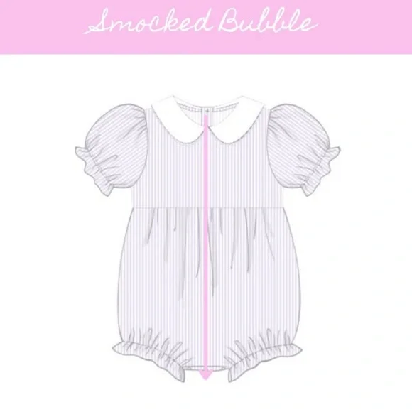 White and Pink Birthday Girl Smocked Bubble Romper - Picture 5 of 5